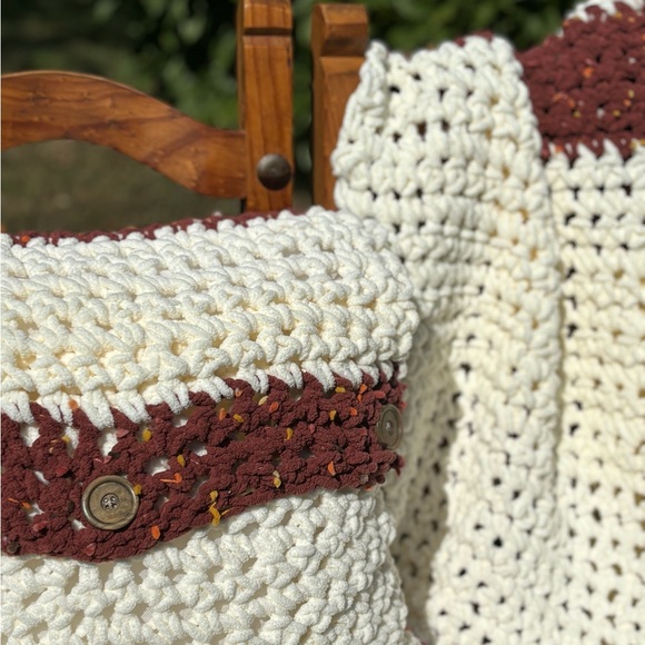 Handmade Chenille Crochet Blanket & Matching Pillow - Picture 2 of 2